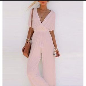 light pink vneck romper